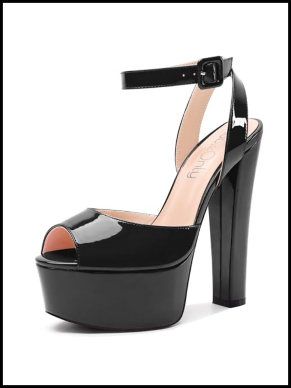 Women's 5.9 Inch High Heel Platform Sandals Ankle Strap Peep Toe Buckle Dress